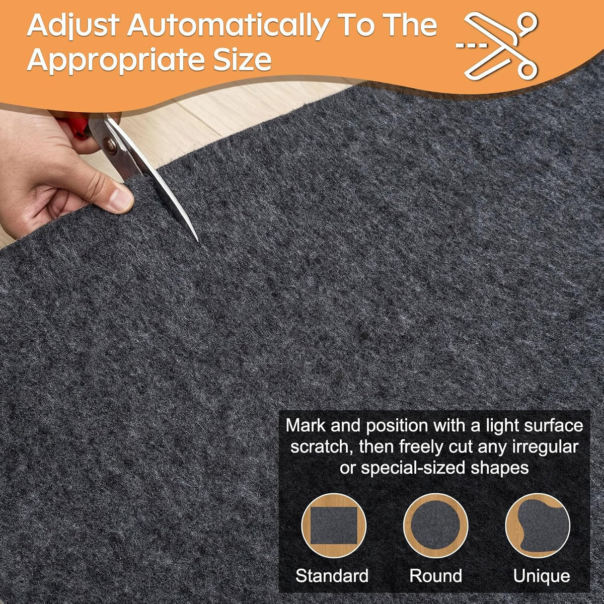 Felt Rug Pad - 1/2 4x6 Foot Extra Large Area Liner for All Floors and Trims, ...