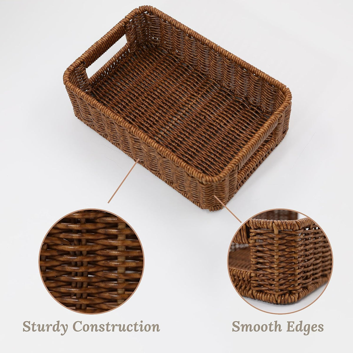 WeeNest Baskets for Organizing, Basket Small, Toffee, Set of 2