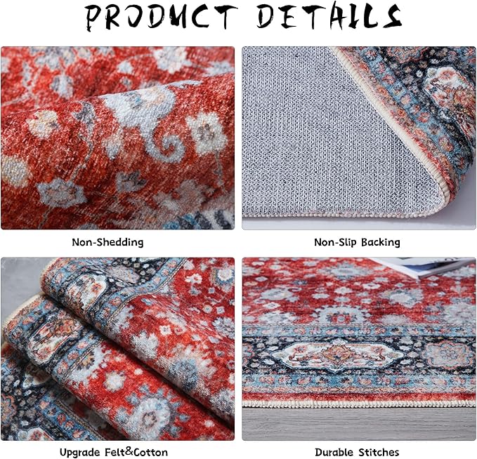 Rugcomf Runner Rug 2'x6' Hallway Rug Washable Boho Soft Area Rug Non-Slip - Image 6