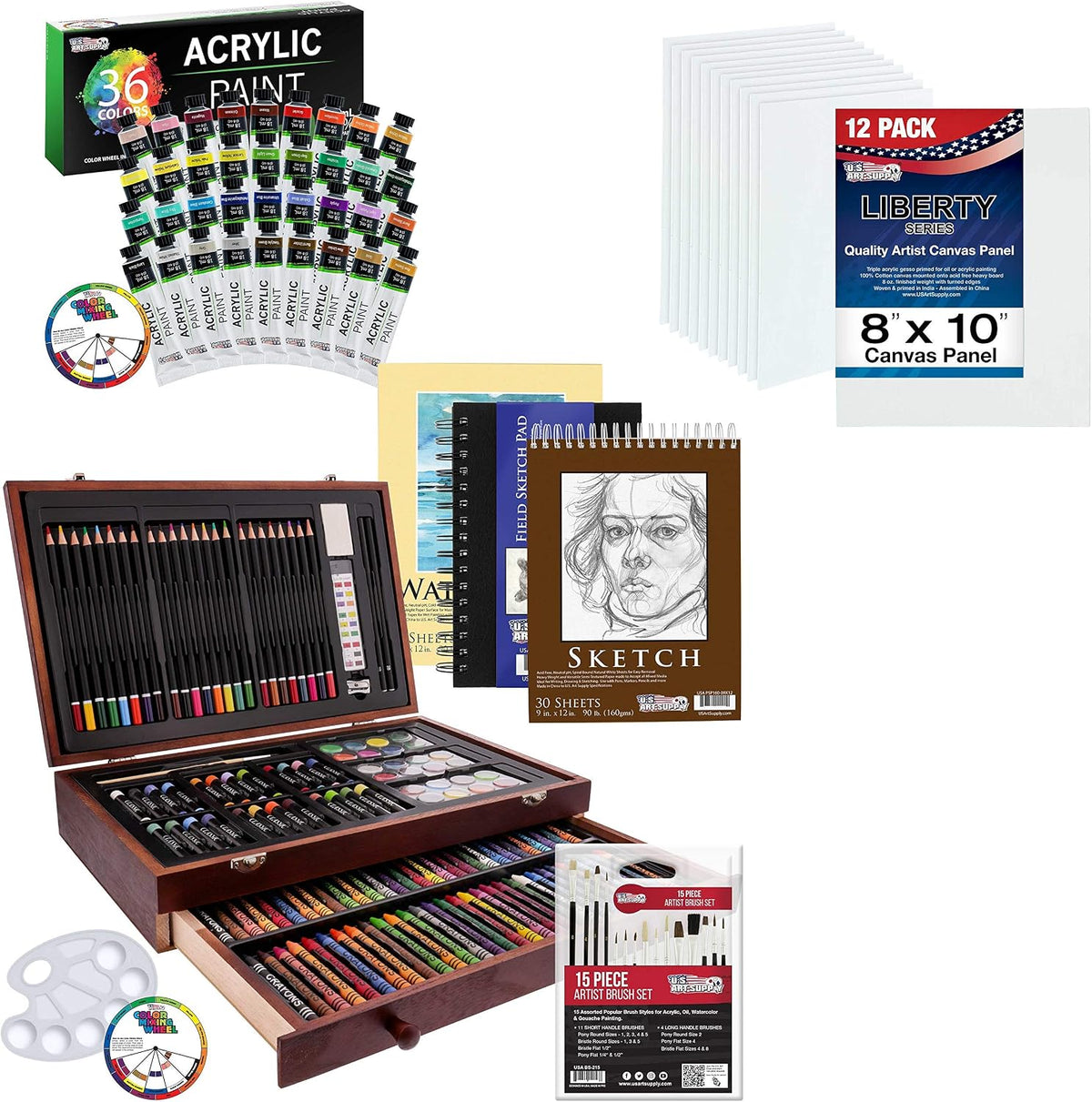 u.s. art supply mega wood box art set, main product view