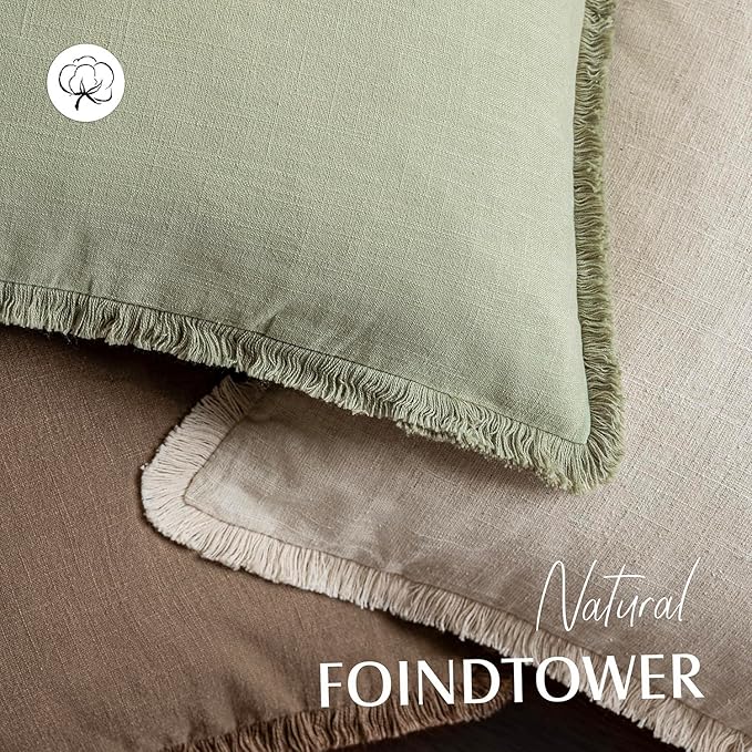 Foindtower Set of 2 Decorative Fringe Throw Pillow Covers Boho Farmhouse - Image 4