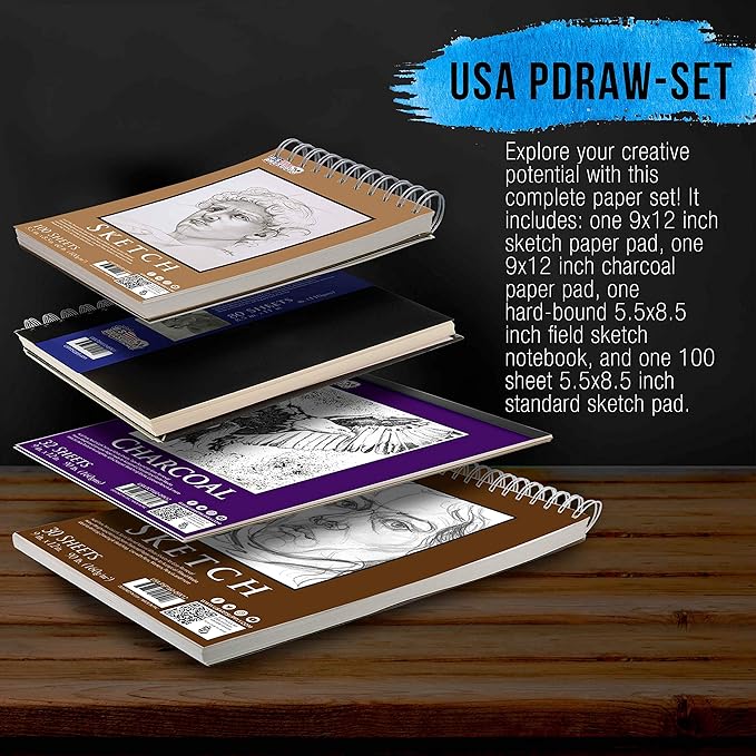U.S. Art Supply 4-Pad Sketch Book and Drawing Paper Set - Image 2