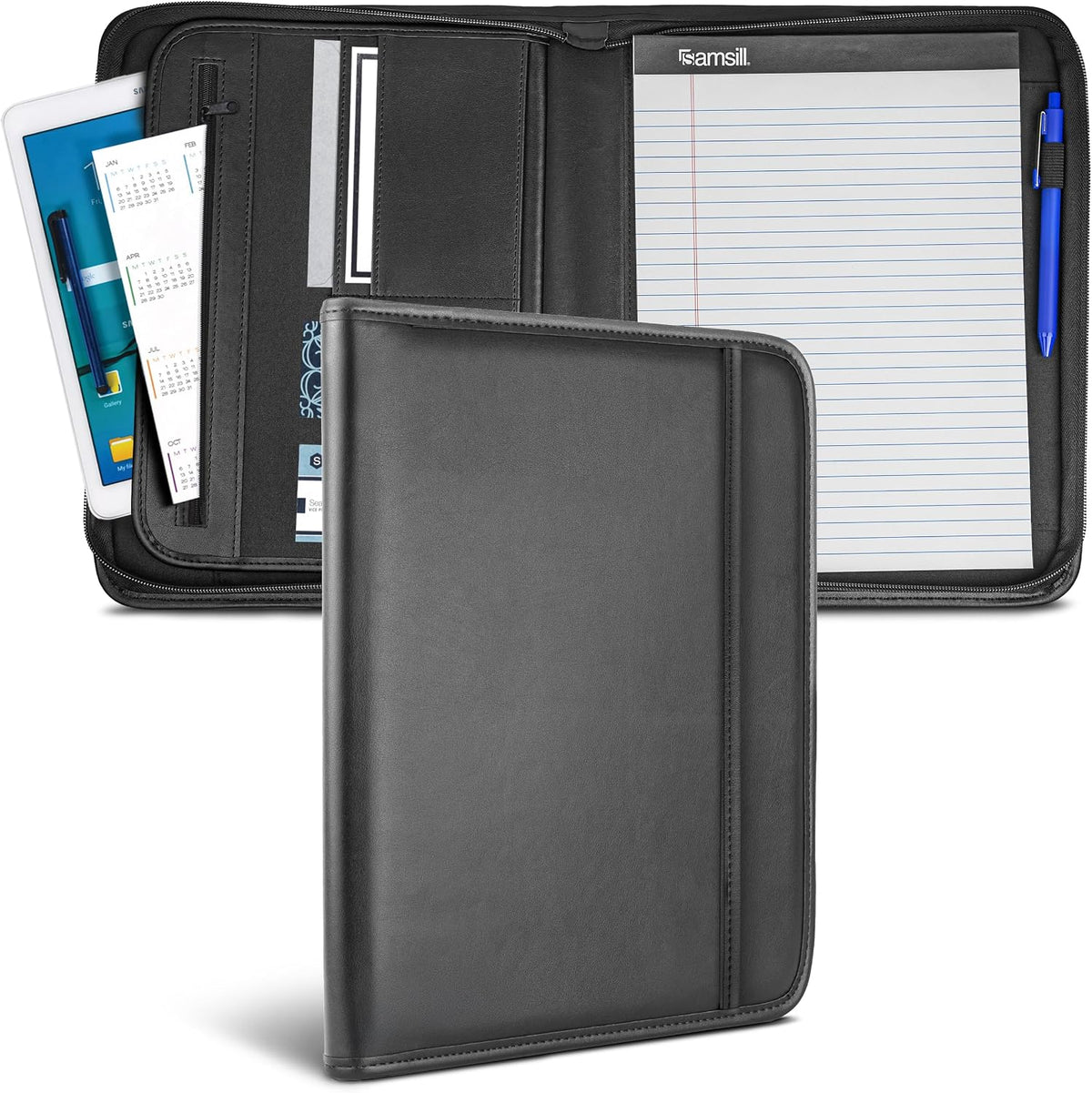 samsill professional padfolio with secure zippered closure, 10.1, main product view