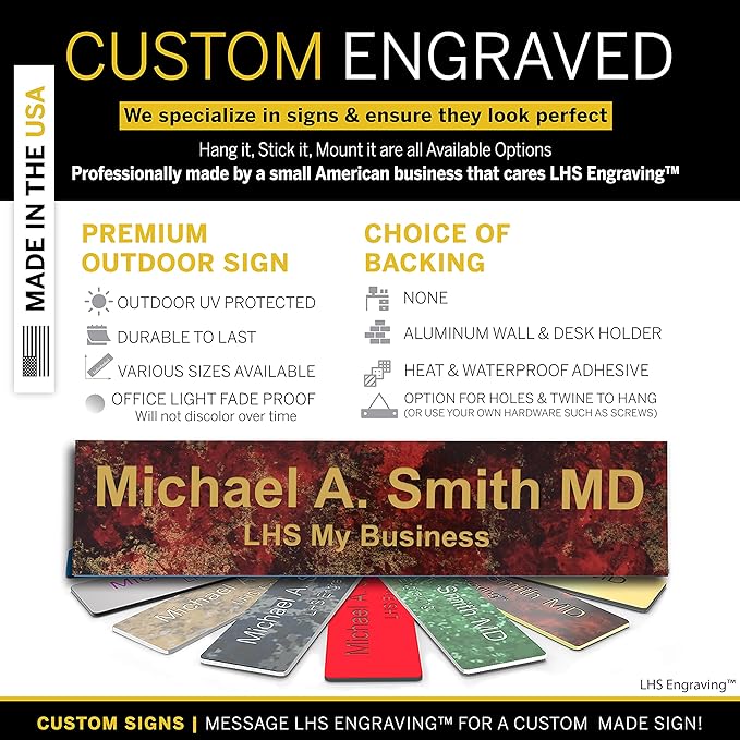 Engraved Name Plates for Door Sign Personalized Rustico Granite Pattern Plastic - Image 3