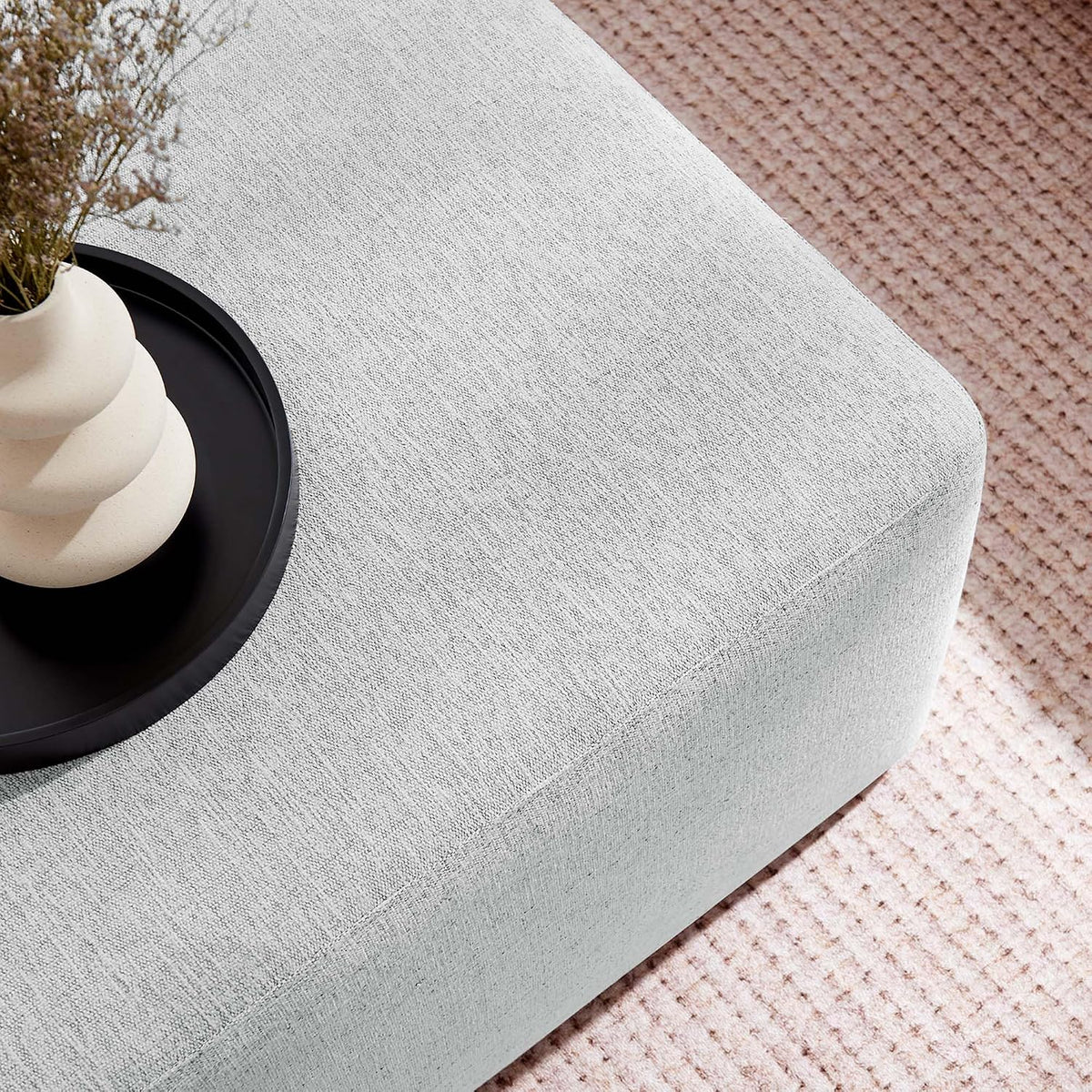 Modway Callum 28 Inch Square Ottoman in Heathered Weave Light Gray - Heathere...