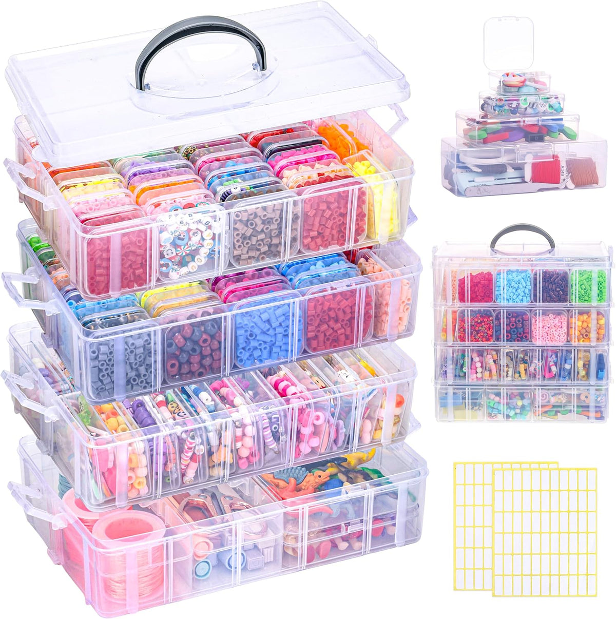 stackable bead organizer 4 tier 88pcs small boxes, main product view