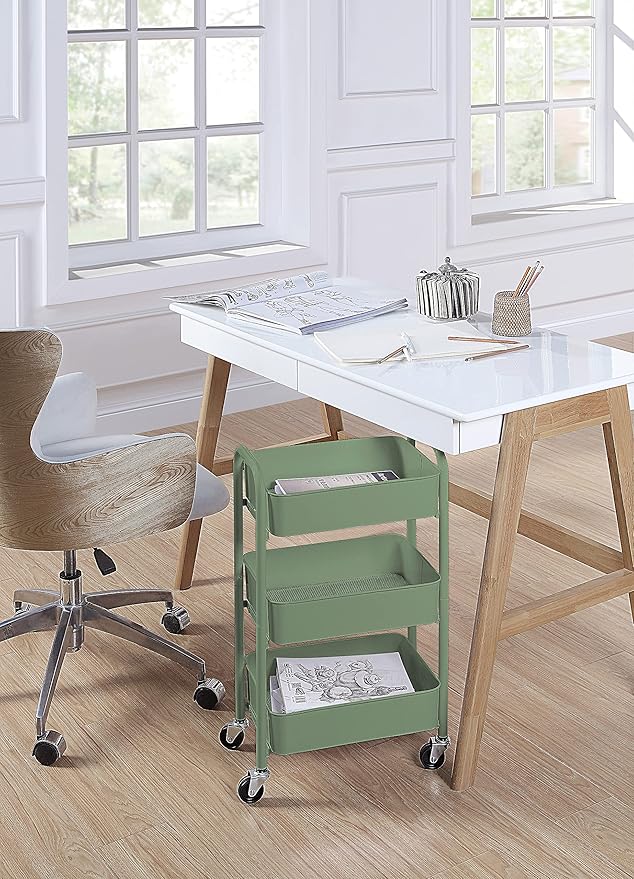 SunnyPoint 3-Tier Delicate Compact Rolling Metal Storage Organizer - Image 5
