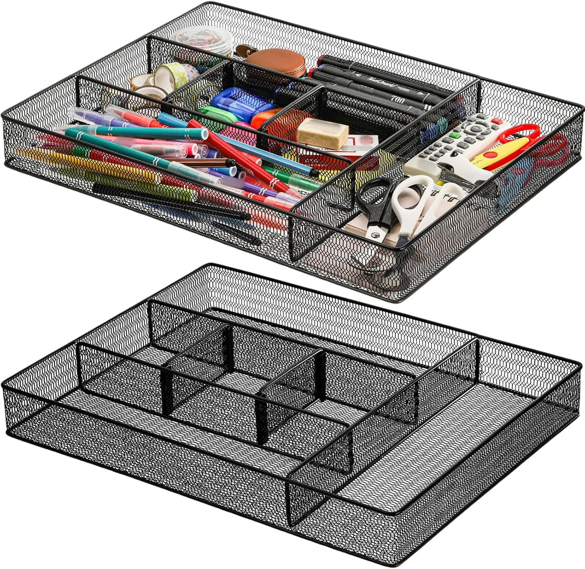 Hiceeden 2 Pack Mesh Desk Drawer Organizer, 16.1"x12.2"x2" Lar...