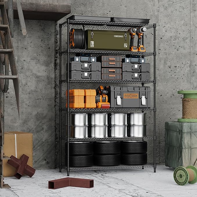 M MZG 6 Tiers Storage Shelves Load 2100LBS, Metal Shelving Wire Metal Shelving - Image 5
