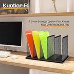 Kuntine.B Desk File Organizer 5 Upright Mesh Desktop Organizer File Sorter - Image 6
