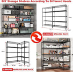 REIBII 5-Tier Heavy Duty Metal Wire Shelves, Industrial Style, 61.7"W x 72.4"H - Image 6