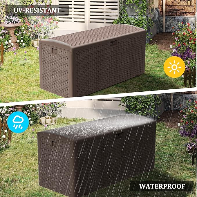 Decksplore 180 Gallon Pro Outdoor Storage Box Waterproof Lockable Resin Deck - Image 5