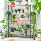 HCHQHS Bookshelf, 5-Tier Industrial Bookcase, Rustic Open Book Shelf, - Image 8