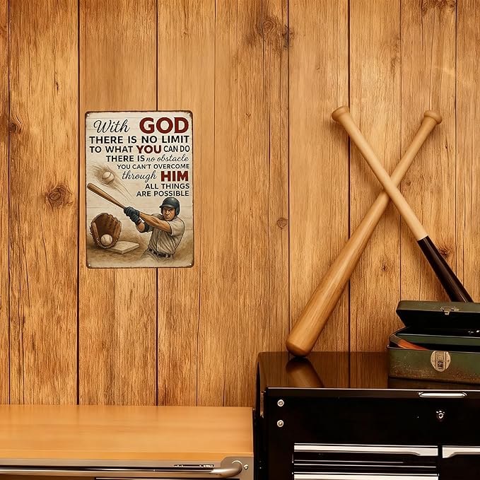 Vintage Christian Baseball Metal Sign – Inspirational Sports Wall Art - Image 9
