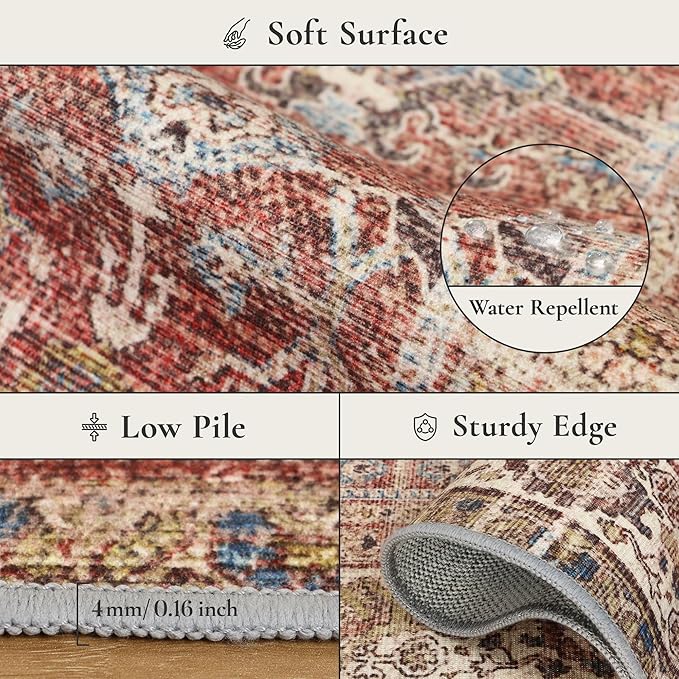 GENIMO 6x9 Area Rugs for Living Room, Machine Washable Non Slip Vintage Rugs - Image 8