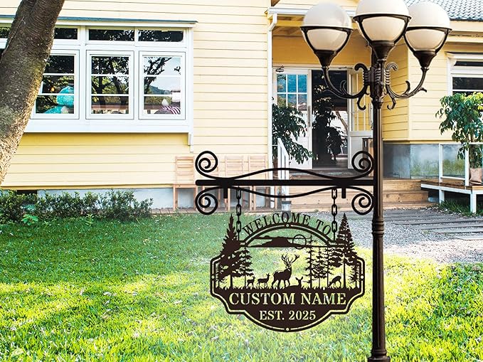 Personalized Deer Hunting Metal Cabin Sign Custom Outdoor Hunting Decor Family - Image 3