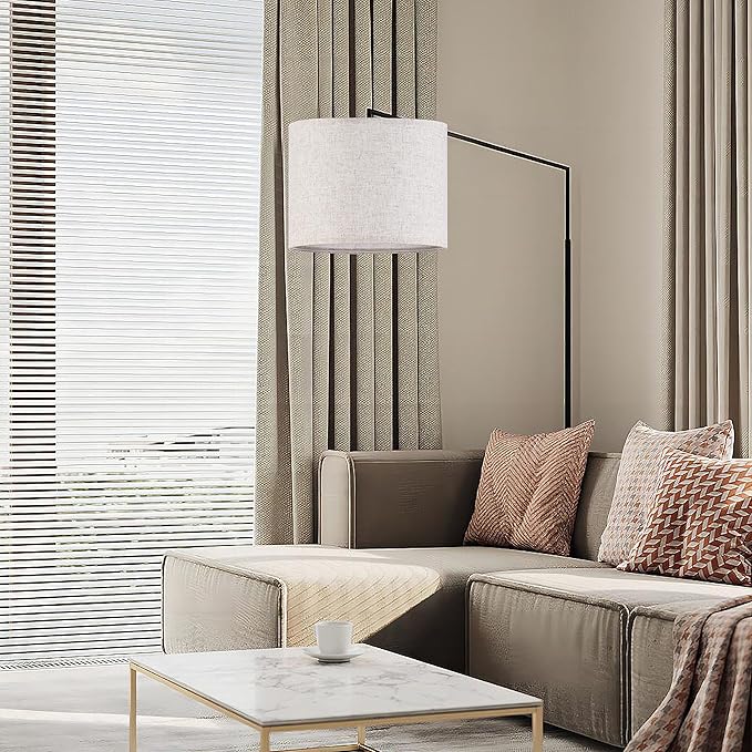 GO&SO Natural Linen Medium Drum Lamp Shades 13" Top x 13" Bottom x 10" High - Image 7