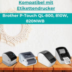 Double Dragon DK-22251 Continuous Labels Roll, 62mm(W) x 15.24m(L) | Red & Black Print on White | Compatible with Brother P-Touch QL-800, QL-810W, QL-820NWB | Comes with Holder (Pack of 10)