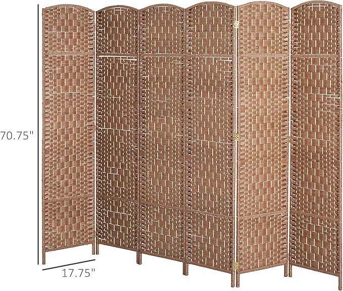 HOMCOM Room Divider, 6 Panel Folding Privacy Screen, 6FT Tall Portable Wicker - Image 7