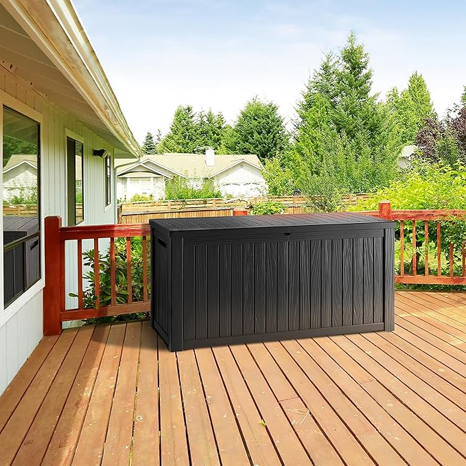 TARKARI 270 Gallon Lockable Resin Deck Box, Waterproof & UV-Resistant Outdoor - Image 3