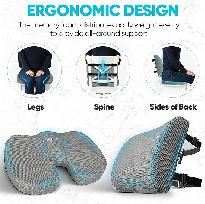 FORTEM Seat Cushion, Office Chair Cushion, Lumbar Support Pillow - Image 6