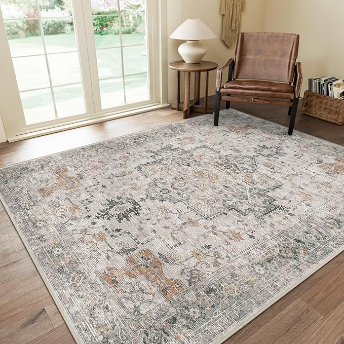 GENIMO 10x13 Area Rugs for Living Room, Non Slip Machine Washable Vintage Rugs by GENIMO
