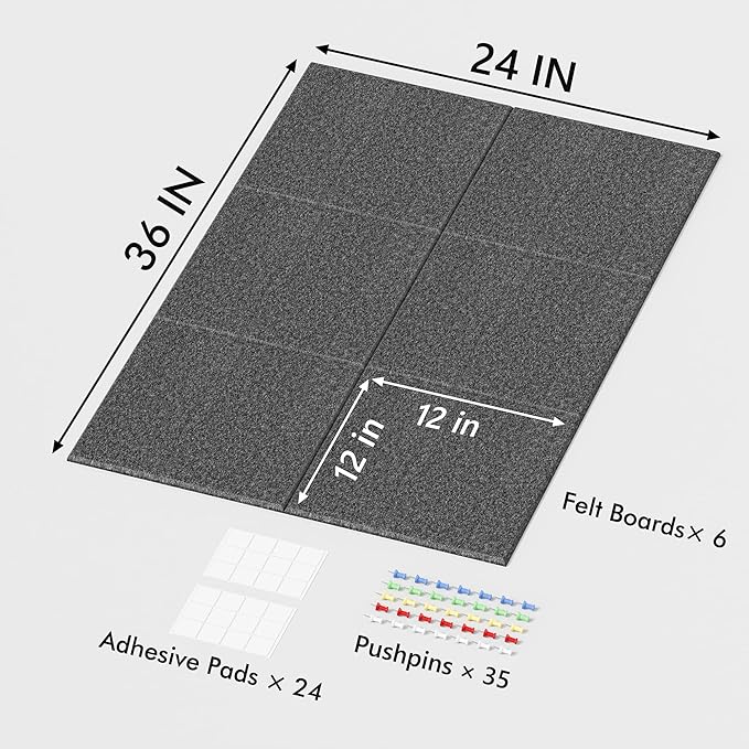 Neatsure Large Cork Board for Wall, 6 Panels Felt Tiles Tack Push Pin Board for - Image 3
