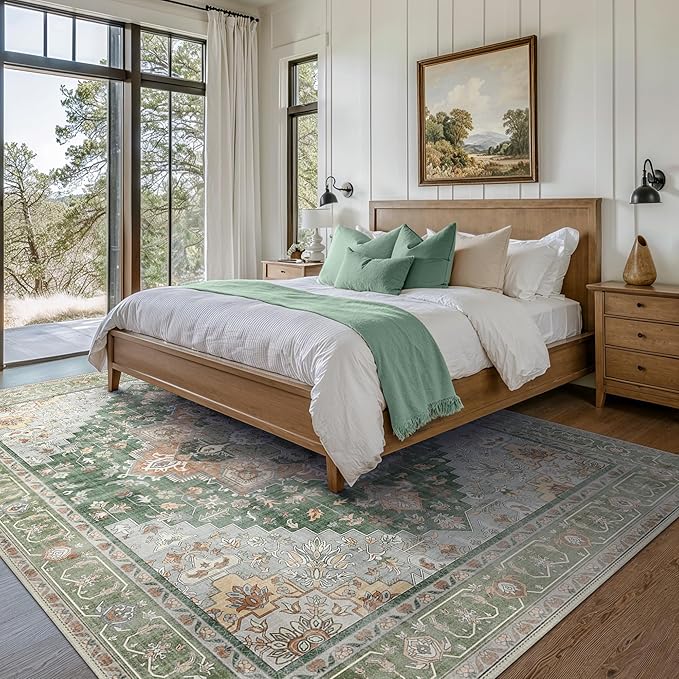 GENIMO 5x7 Area Rugs for Living Room, Machine Washable Non Slip Vintage Rugs - Image 3