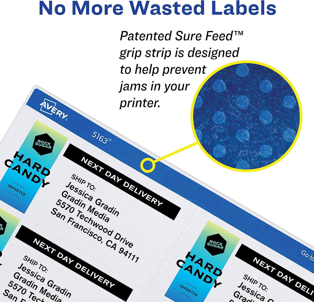 Avery Shipping Address Labels - Laser Printers, 5,000 & 3,000 Labels, 2x4 & 3-1/3x4 Sizes, Permanent Adhesive TrueBlock