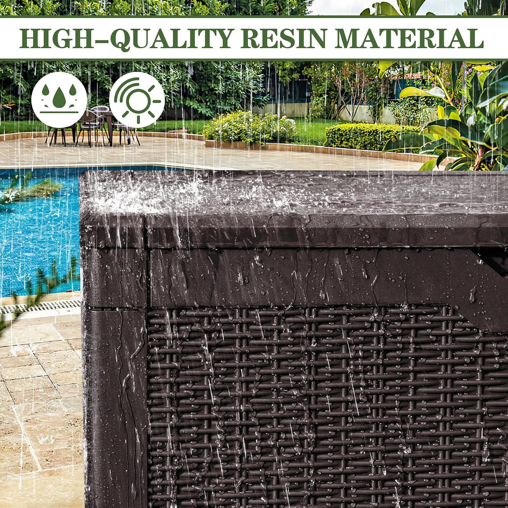 greesum 100 gallon resin deck box large outdoor showing dimensions