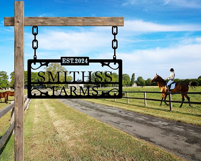 Personalized Hanging Metal Farm Signs, Personalized Outdoor Ranch Sign - Image 4