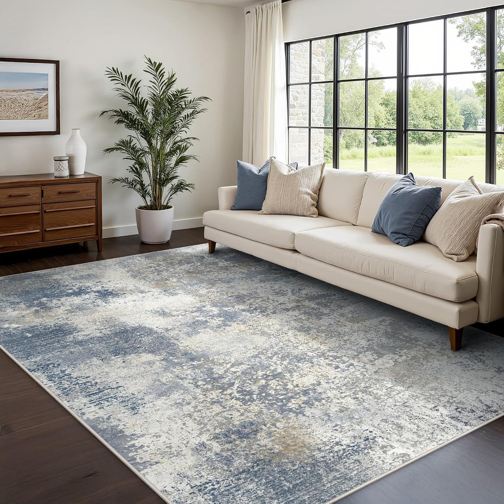 GENIMO Washable Area Rugs for Living Room, 8x10 Modern Non Slip Rugs, Low Pile