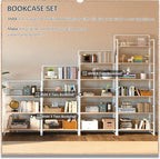 4NM No Assembly 6 Tiers Folding Bookshelf Storage Shelves Vintage Bookcase - Image 5