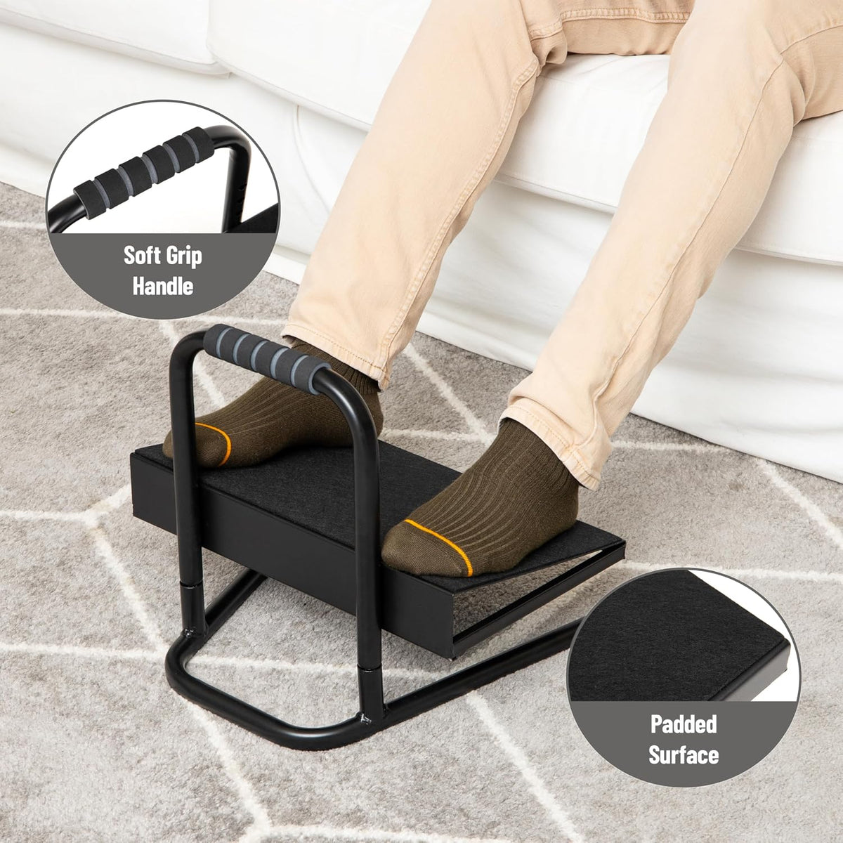 Mind Reader Foot Rest, Under Desk at Work, Ergonomic, Height Adjustable, Offi...