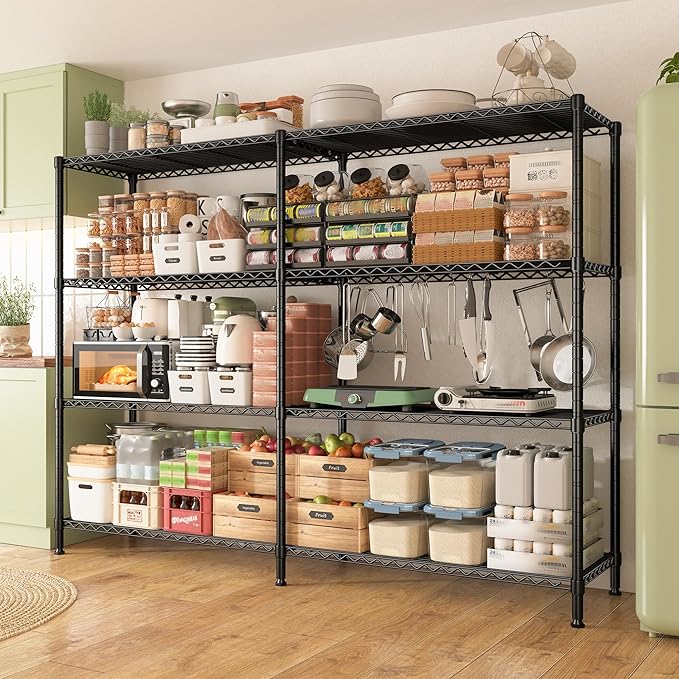 REIBII 61.7''W Storage Shelves Load 1220LBS Wire Shelving Unit 4 Tier Metal - Image 2