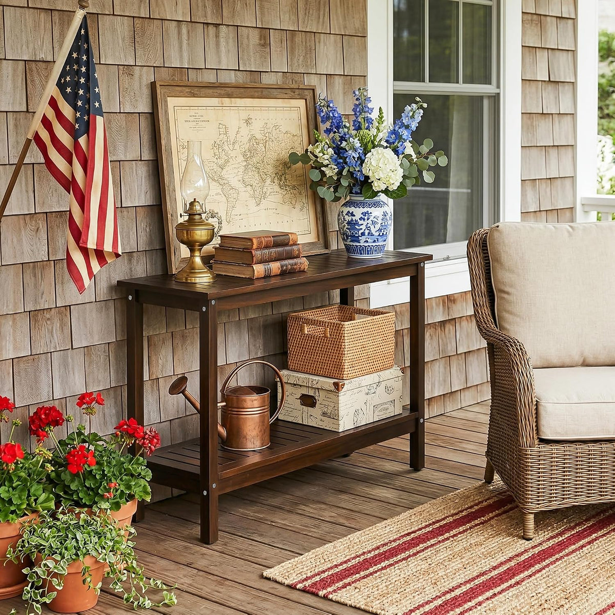 SUPER DEAL All-Weather Patio Bar Table Entry Console Table, 2-Shelf 48 inch S...
