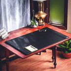 Dacasso Black Leather 38" x 24" Side-Rail Desk Pad - Image 2