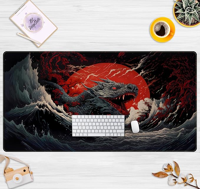 Gothic Desk Mat XXL Large Extended Gaming Mouse Pad Red Sun Mousepas Laptop Mat - Image 2