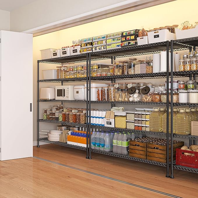REIBII 45.5''W Storage Shelves Wire Shelving, 5 Tier Pantry Shelves - Image 5