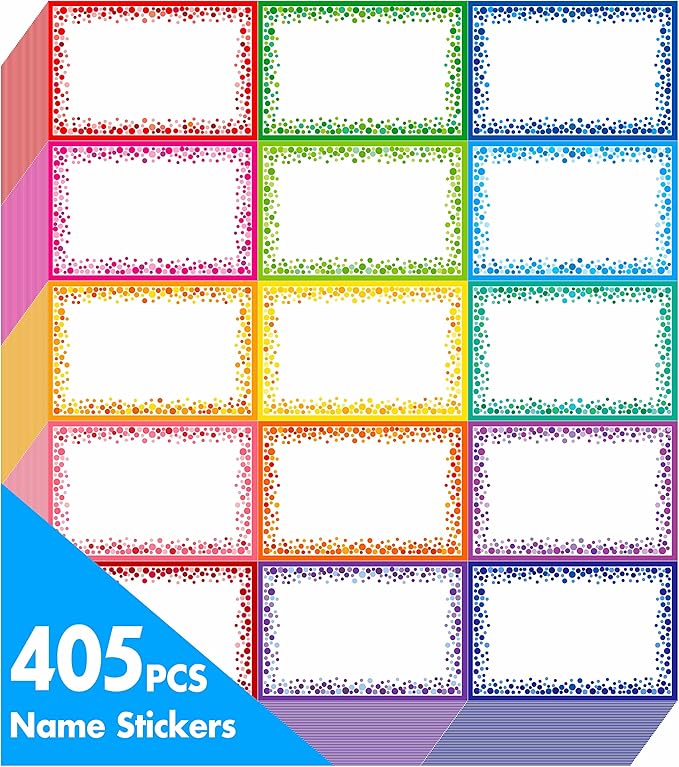 405pcs Name tag Labels, Colorful Name Badge by Stickyourhappymoment
