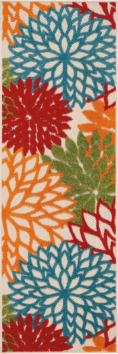 nourison home aloha indoor/outdoor green 2' x 6' shown in use