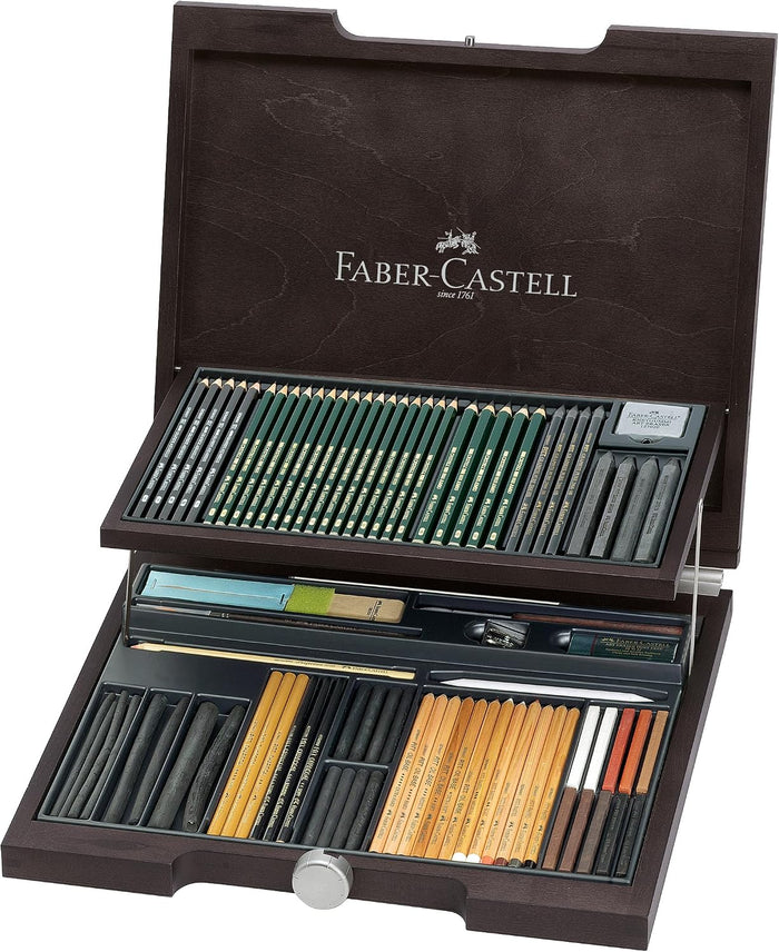 Faber-Castell Pitt Monochrome Wooden Case Accessories Gift Kit