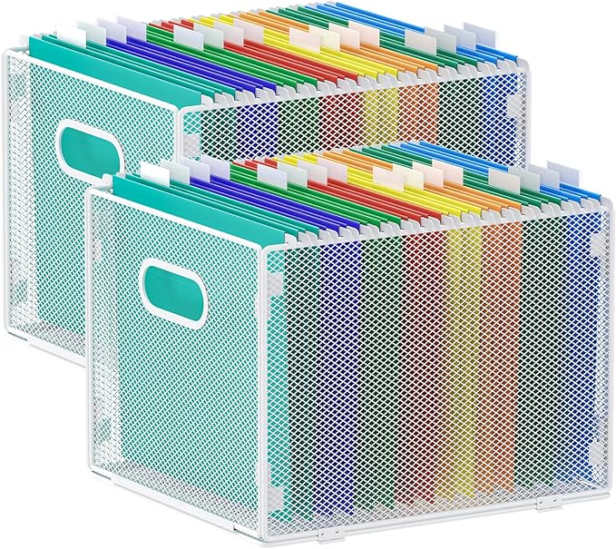 samstar 2 Pack Hanging File Organizer, Mesh File Folder Box Filing Box Cabinet by Samstar