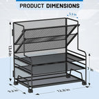 Desk File Organizer, 3-Tier Letter Tray Paper Organizer and 2-Pocket Metal - Image 2