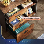 devaise 3-drawer mobile file cabinet, lateral filing cabinet showing dimensions