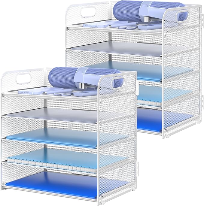 2 Pack Letter Tray Paper Organizer 5-Tier Desk Organizer File Organizer Paper by Sinboun