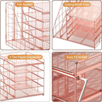Marbrasse Desk Organizer with File Holder, 5-Tier Paper Letter Tray, Mesh Desk - Image 5