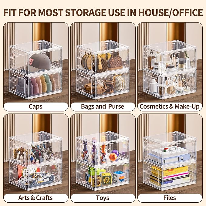 TOFWOF 6 Pack XX Large Shoe Organizer, Heavy-Duty Hard Thicken Plastic Clear - Image 8