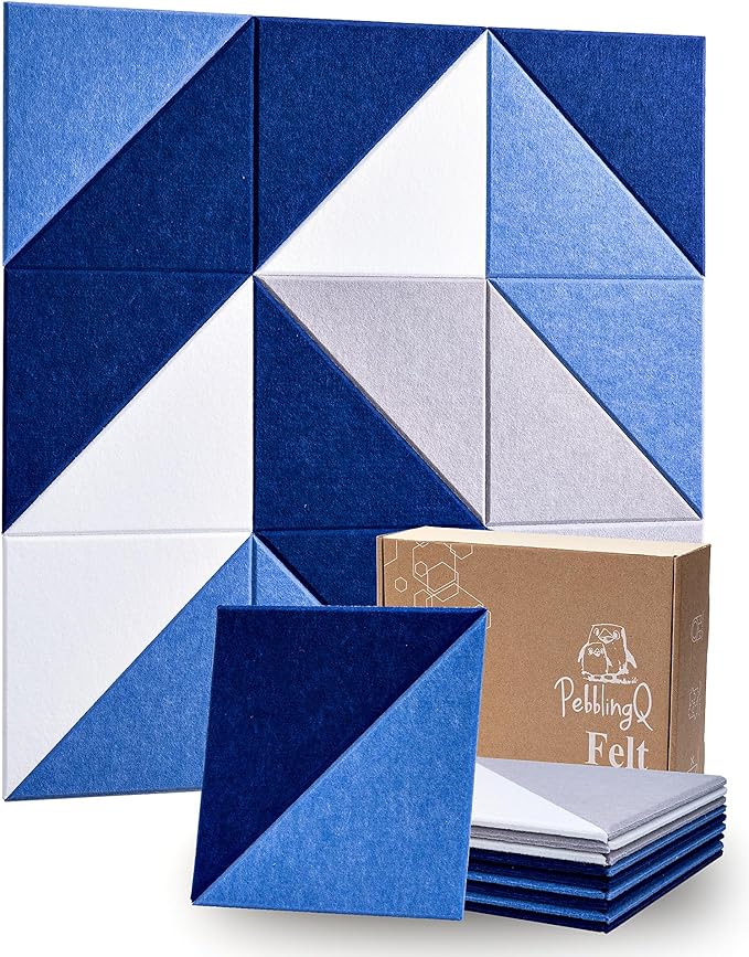 PebblingQ Felt Wall Tiles Bulletin Board, Marine Blue White Panels, Modular by PebblingQ