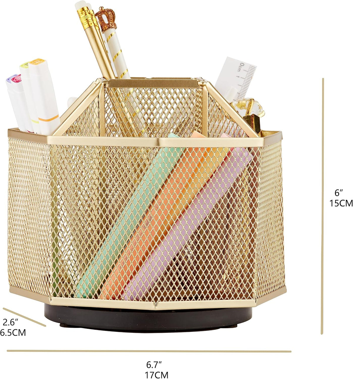 Annova Mesh Desk Organizer Rotate with 5 Compartments Spinning Tidy Candy/Pen...